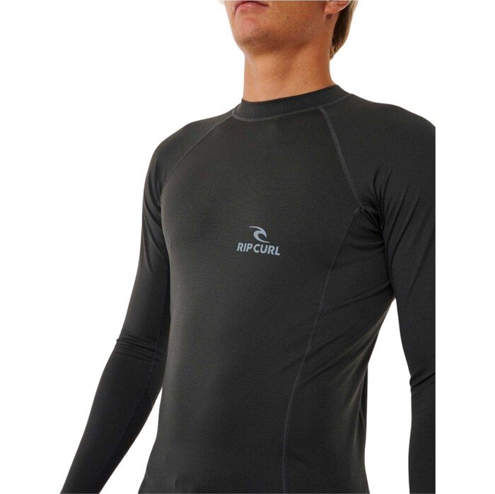 2024 Rip Curl Mens Stack UPF Perf Long Sleeve Rash Vest 148MRV - Washed Black